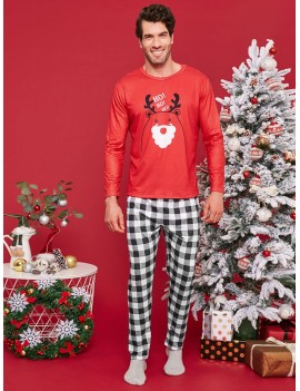 Christmas Deer Printed Plaid Pajama Set for Family - Mom S