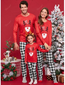Christmas Deer Printed Plaid Pajama Set for Family - Mom S