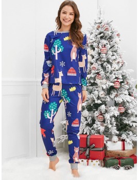 Christmas Cartoon Animal Print Family Pajama Sets - Mom S