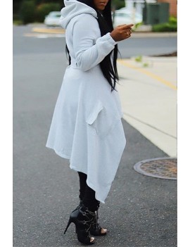 Lovely Casual Asymmetrical White Hoodie