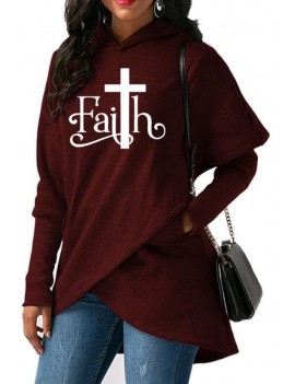 Lovely Casual Hooded Collar Letter Printed Wine Red Hoodie