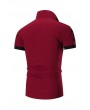 Lovely Casual  Patchwork Red Polo Shirt