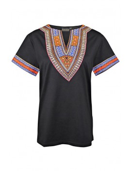 Lovely Casual Patchwork Black T-shirt