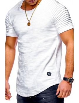Lovely Casual O Neck Ruffle Design White T-shirt