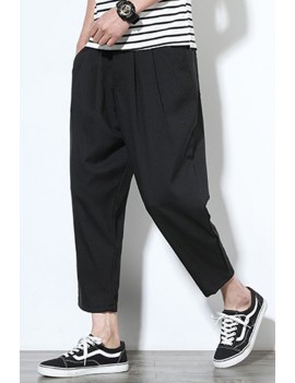 Lovely Casual Mid Waist Black Loose Pants
