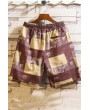 Lovely Casual Patchwork Printed Wine Red Shorts