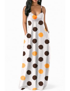 Lovely Casual Dots Printed Coffee Floor Length Dress