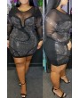 Lovely Beautiful See-through Patchwork Black Mini Plus Size Dress