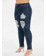 Plus Size Dark Wash Distressed Pocket Jogger Jeans - L