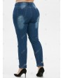 Mid Rise Destroyed Cut Out Skinny Plus Size Jeans - 5x