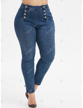 Plus Size Double Breasted Skinny Jeans - 5x