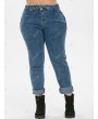 High Waisted Knotted Frayed Skinny Plus Size Jeans - 3x
