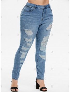 Plus Size Distressed Skinny Jeans - 1x