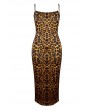 Lovely Beautiful Spaghetti Straps Leopard Printed Multicolor Ankle Length Dress(Without Accessories)